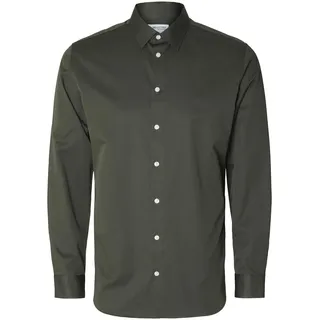 SELETED HOMME Herren SLHSLIMETHAN Shirt LS Classic NOOS Hemd, Forest Night/Detail:W. Black, L