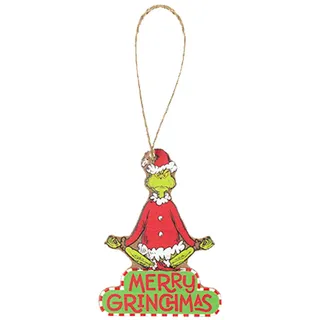 Grinch Weihnachtsbaumdekorationen 8cm Holz Hängender Anhänger - Frohe Grinchmas