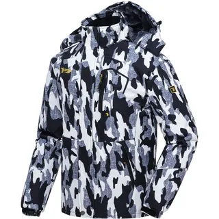 donhobo Skijacke für Herren Wasserdicht Softshelljacke Winddichte Fleece Outdoor Winterjacke Warm Gefüttert Snowboardjacke mit Kapuze Camouglage M