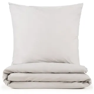 Blumtal Bettwäsche 135x200cm + 40x80cm - Mikrofaser Bed Sheets 135x200cm - 2-er Set Bettwäsche Hellgrau - Hellgrau