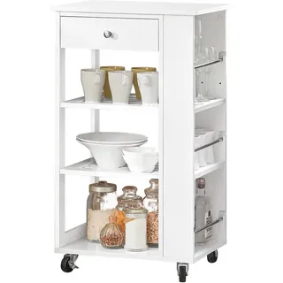 SoBuy Servierwagen Küchenwagen Rollwagen mit Schublade BeistellwagenWeiß BHT ca. 50x86x37cm