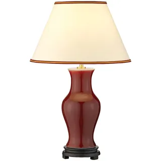 Tischlampe Porzellan Stoff E27 56 cm Rot Ecru Klassisch Tischleuchte Wohnzimmer