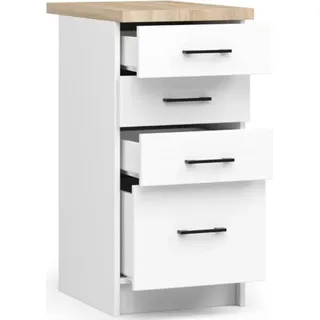 BDW Küchenschrank, Schrank Küche mit Arbeitsplatte, Tür, Schublade, Weiß - Weiß