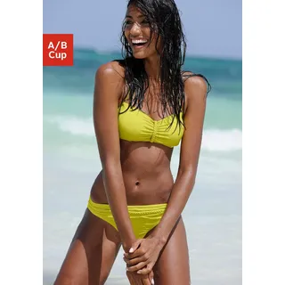 Bandeau-Bikini-Top BUFFALO "Happy", Damen, Gr. 32, Cup A/B, gelb, Microfaser, Polyamid, Tactel, unifarben, Bikini-Oberteile Bandeau-Bikini-Top, mit geflochtenem Detail