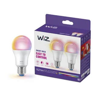 WiZ Smart LED A60-Lampe, Color und Tunable White, E27-Sockel, äquivalent 100 W, 2200–6500 K, 1521 Lumen, dimmbar, funktioniert mit Alexa, Google Assistant, und Apple HomeKit, 2er Pack