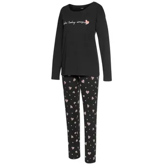 VIVANCE Dreams Pyjama 2 tlg. mit Herzmuster, schwarz,