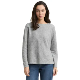 TOM TAILOR Damen RIPP Sweatshirt mit Knöpfen, 21373 - Medium Silver Grey Melange, XL
