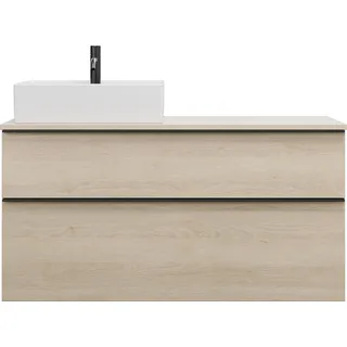 burgbad Eqio Keramik-Aufsatzwaschtisch quadratisch, links, inklusive Waschtischunterschrank mit 2 Schubladen, Breite 1200mm, SGUQ120LF3180C0001G0252