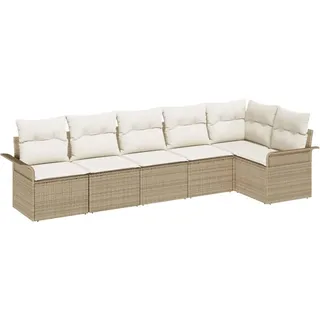 vidaXL Gartensofa-set mit Kissen 6 pcs Beige Poly-Rattan - Beige