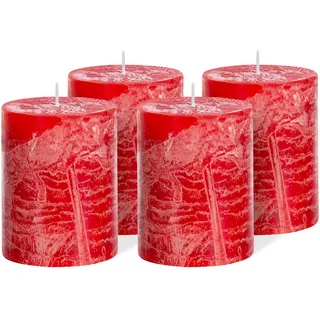 Brandsseller Stumpenkerze 4er Set 7x10 cm Weihnachtskerze Adventskranz Rot