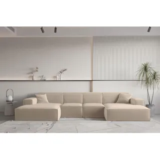 Wohnlandschaft U-Form CELES PREMIUM XS in Stoff Opera Velvet Sand - Beige