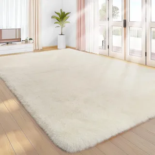 Sour Lemon Hochflor Teppich Creme Teppich Wohnzimmer 160x230 Waschbar Anti-Rutsch Extra Große Teppiche Schlafzimmer Flauschige Moderne Teppiche Matte Teppichen für Schlafzimmer Kinderzimmer
