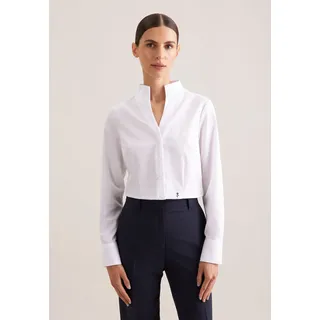 Klassische Bluse SEIDENSTICKER, Damen, Gr. M (38), weiß, 100% Baumwolle, unifarben, slim fit, ohne Ausschnitt, Blusen Klassische Bluse, 1/1 Stehkragen Uni
