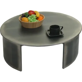 Couchtisch HWC-L74, Beistelltisch Wohnzimmertisch, MVG- Industrial, rund Ø80cm, Metall-Optik gebürstet - Grau