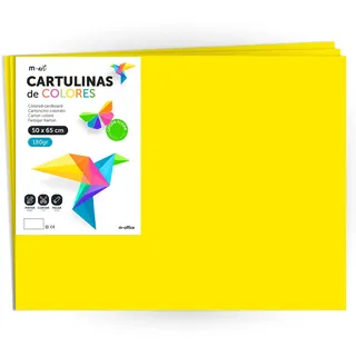 Farbkarton, großer Karton, 50 x 65 cm, fluoreszierende Farben, 180 g, für Bastelarbeiten, kreative Designs und Kunstprojekte, m-office (x250 Blatt, neongelb)
