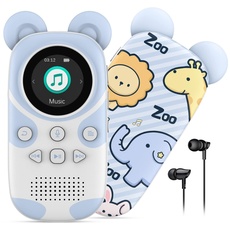 RUIZU 16GB MP3 Player Kinder Bluetooth 5.0 mit kopfhörer Lautsprecher Unterstützt UKW-Radio, Wecker, EIN-Tasten-Aufnahme, Stoppuhrfunktion (Zoo)