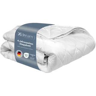 XDream 4 Jahreszeiten Bettdecke | 200 x 200 cm | XDREAM Pure | 2 zusammengeknöpfte Steppdecken | Weiß