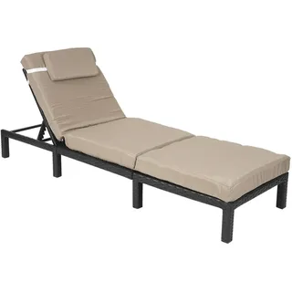 MCW Poly-Rattan Sonnenliege Premium Anthrazit, Cremeweiß , Kunststoff , 60x71x198 cm , Gartenmöbel, Gartenliegen