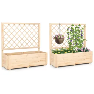 Fantask Hochbeet mit Rankgitter 98 x 35 x 101 cm Natur