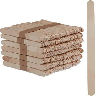 Relaxdays Eisstiele aus Holz, 500 Stück, Eis Holzstäbchen, Basteln, Backen, DIY Eis am Stiel, HxB: 11,5 x 1 cm, natur