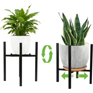 CXRYLZ-FUR 2pcs Pflanzenständer, Blumenständer Metall Schwarz Verstellbarer 24-38cm Durchmesser, 38cm Hoch Blumenhocker Pflanzenhocker Blumentopfständer Blumentopf Füße für Outdoor Indoor Blumenkübel