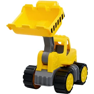 BIG Power Worker – Classic Radlader (21cm) mit Reifen aus Softmaterial - Spielzeug Auto ideal für Unterwegs, bewegliche Schaufel mit Griff, für Kinder ab 2 Jahre, Gelb
