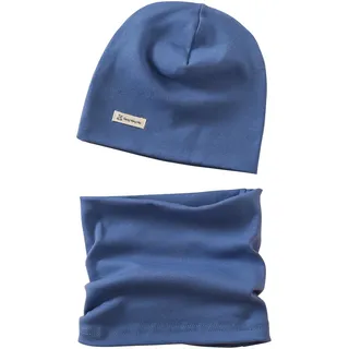 VUCDXOP Baby Kinder Baumwolle Mütze Schal Set Winter Jungen Mädchen Beanie Hüte + Schlauchschal 2er Set Herbst Winter Weich Baumwolle Beanie Mütze Hut Halstuch Rundschal Nackenwärmer Set, Blau