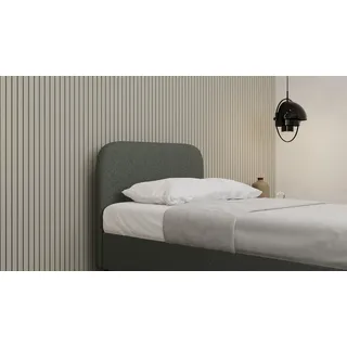 Polsterbett MAVILO - Komfortbett mit Stauraum, Einzelbett, 90x200cm, Grau, Taschenfederkernmatratze, H2/H3 - Grau