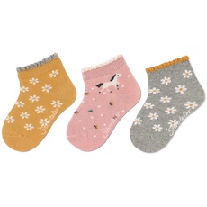 Sterntaler Baby Mädchen Baby Socken Kurz-Söckchen 3er Pack Blumen - Socken Baby, Babysöckchen, Babysocken - aus Baumwolle - gelb, 18