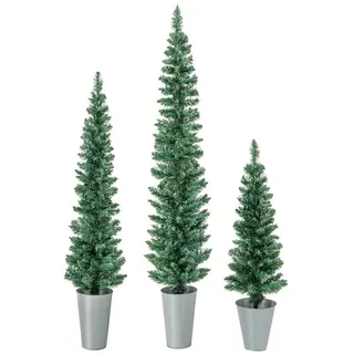 Costway 3er Weihnachtsbaum Künstlich Bleistift 90+120+150cm, Tannenbaum mit Sockel aus Metall, Kunstbaum Christbaum Weihnachten, für Zuhause Büro Geschäfte, Grün