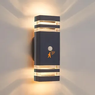 CELAVY Aussenlampe Außenlampe mit Bewegungsmelder - LED GU10 Außenleuchte Aussenleuchte Wand, IP65 GU10 Up Down Wandleuchte Wandlampe aussen, Außenbeleuchtung Ausenbeleutung Hauswand, Anthrazit