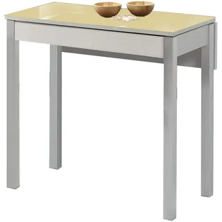 ASTIMESA Küchentisch mit Flügel, aus Glas, Beige, 50 x 90 cm