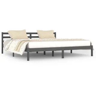 vidaXL Massivholzbett Kiefer 200x200 cm Grau - Grau