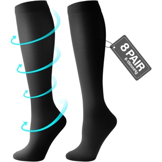 CAMBIVO Kompressionsstrümpfe Damen Herren 6/8 Paar, Stützstrümpfe, Kompressionssocken 8-15 mmHg, Compression Socks für Sport, Arbeit, Flug, Reise, Schwangerschaft, Erholung, Alltag