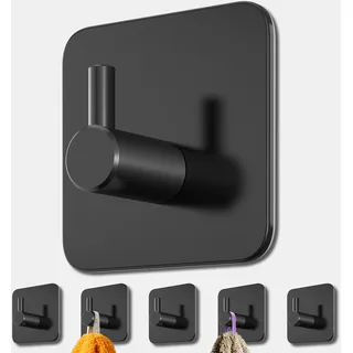 4smile Handtuchhaken ohne Bohren, 6er Set - Edelstahl Handtuchhalter schwarz ohne Bohren, Klebehaken wasserfest rostfrei, belastbare Handtuchhaken - Haken selbstklebend als Badezimmer Handtuchhalter