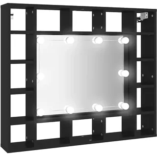 vidaXL LED-Spiegelschrank Schwarz 91x15x76,5 cm