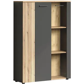 trendteam smart living - Esteban - Sideboard - Anthrazit/Evoke Eiche - Vitrine mit 6 Fächern - (BxHxT) 90 x 132 x 34 cm - 4 Einlegeböden - kratzfest
