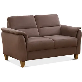 CAVADORE 2er-Sofa Palera mit Federkern / Kompakte Zweisitzer-Couch im Landhaus-Stil / passender Sessel und Hocker optional / 149 x 89 x 89 / Mikrofaser, Hellbraun