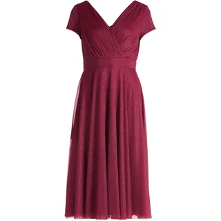 Cocktailkleid VERA MONT "Cocktailkleid im Glitzer-Look", Damen, Gr. 46, EURO, rot (rot, grau), 100% Polyester PES., Kleider Cocktailkleid