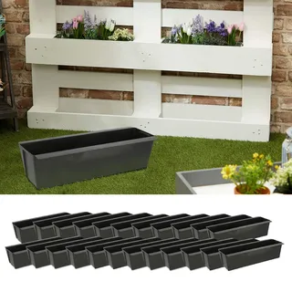 Cepewa Pflanzkasten passend für Europaletten 24er Set aus Kunststoff Pflanzkübel Breite 38 cm (1 x 24er Set Pflanzkasten B38cm)