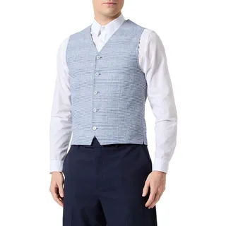 JACK&JONES Herren JPRRIVIERA Linen Waistcoat Anzugweste, Light Blue/Checks:Slim FIT, 46