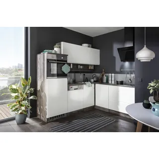kochstation Winkelküche L-Form 230 x 190 cm weiß