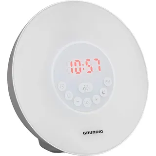 Grundig Radiowecker mit Sonnenaufgangssimulation | Stimmungslicht mit verschiedenen LED-Farben | Aufwachen durch natürliche Klänge oder Radio| Schlummer-Funktion