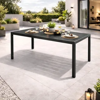 XL Non-Wood Gartentisch Outdoortisch Aluminium Anthrazit / Grau 180x90cm - Grau