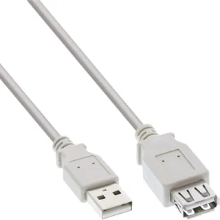 InLine InLine® USB 2.0 Verlängerung, Stecker / Buchse, Typ A, beige/grau, 2m