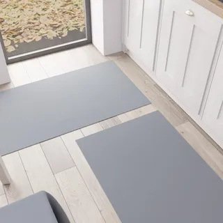 PETTI Artigiani Italiani - Küchenteppich, Küchenläufer, waschbar, rutschfest, Küchenläufer, einfarbig, 52 x 480 cm, Grau, 100% Made in Italy