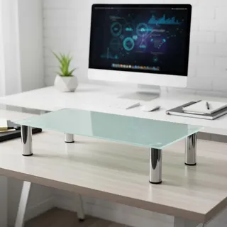 Mucola TV-Aufsatz Glas Fernseherhöhung Glasaufsatz TV-Rack Ständer Bildschirm Regal Erhöhung - Weiß 80 cm - Weiß