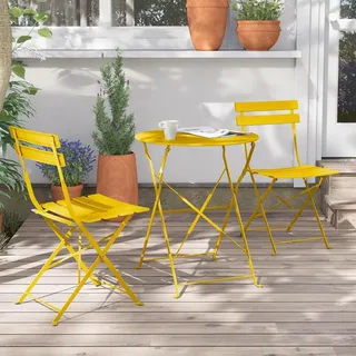 Grand patio Bistro Set 3 Stück Premium Stahl Klappbar Gelb