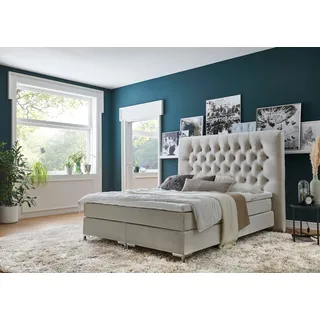 Atlantic Home Collection Boxspringbett »Ronja« mit Topper und extra hohem Kopfteil, beige