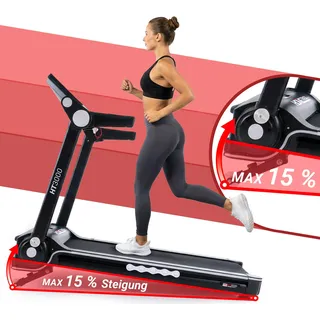 Miweba Sports Laufband Home Track HT3000 | Klappbar - breite Lauffläche - Touch Display - 12 Programme - App & Bluetooth - 15% Steigung - bis 16 km/h - Schwarz